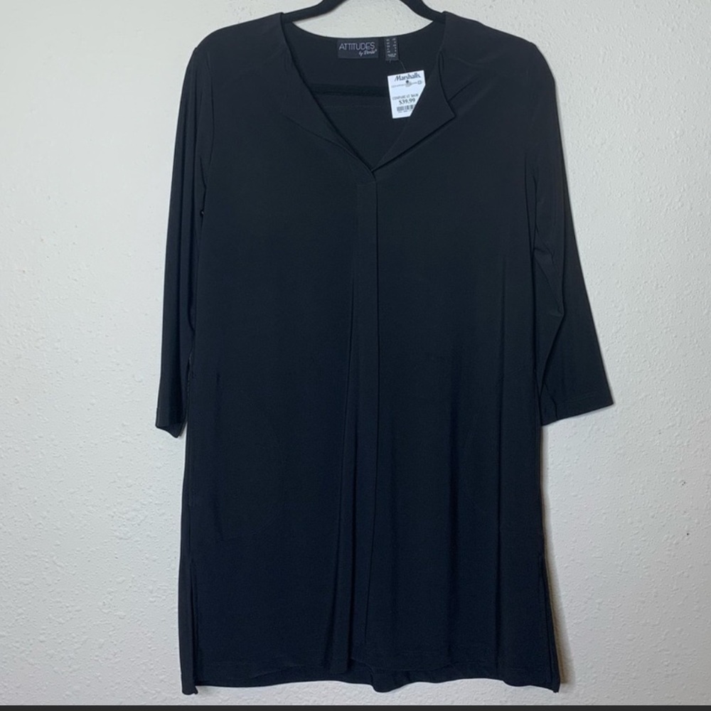 Attitudes Black Stretch Blouse Top